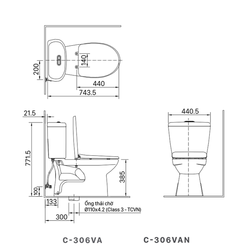 Bồn cầu 2 khối INAX C-306VAN